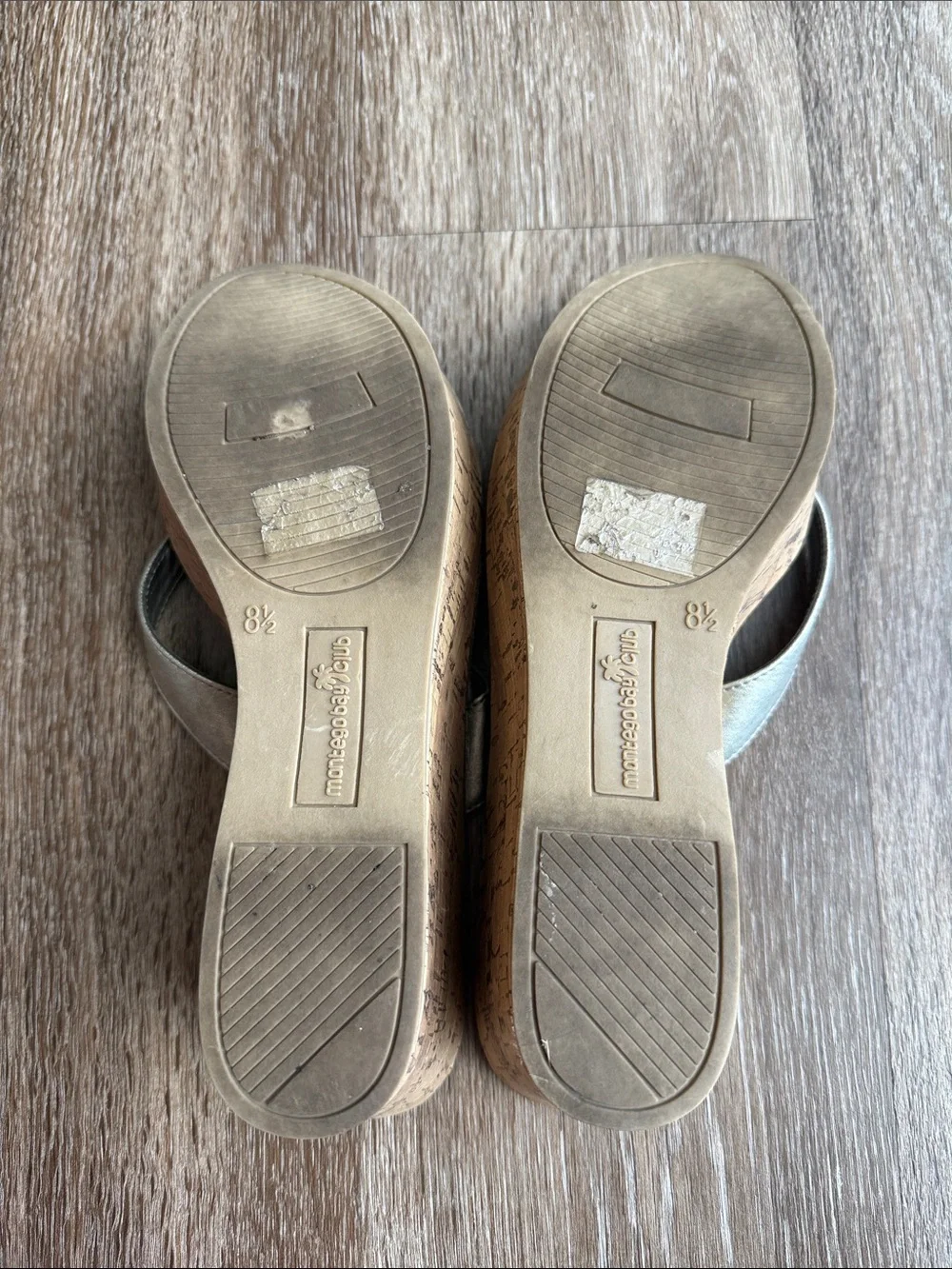 Montego Bay Club Y2K Silver Metallic Cork Wedge Sandals